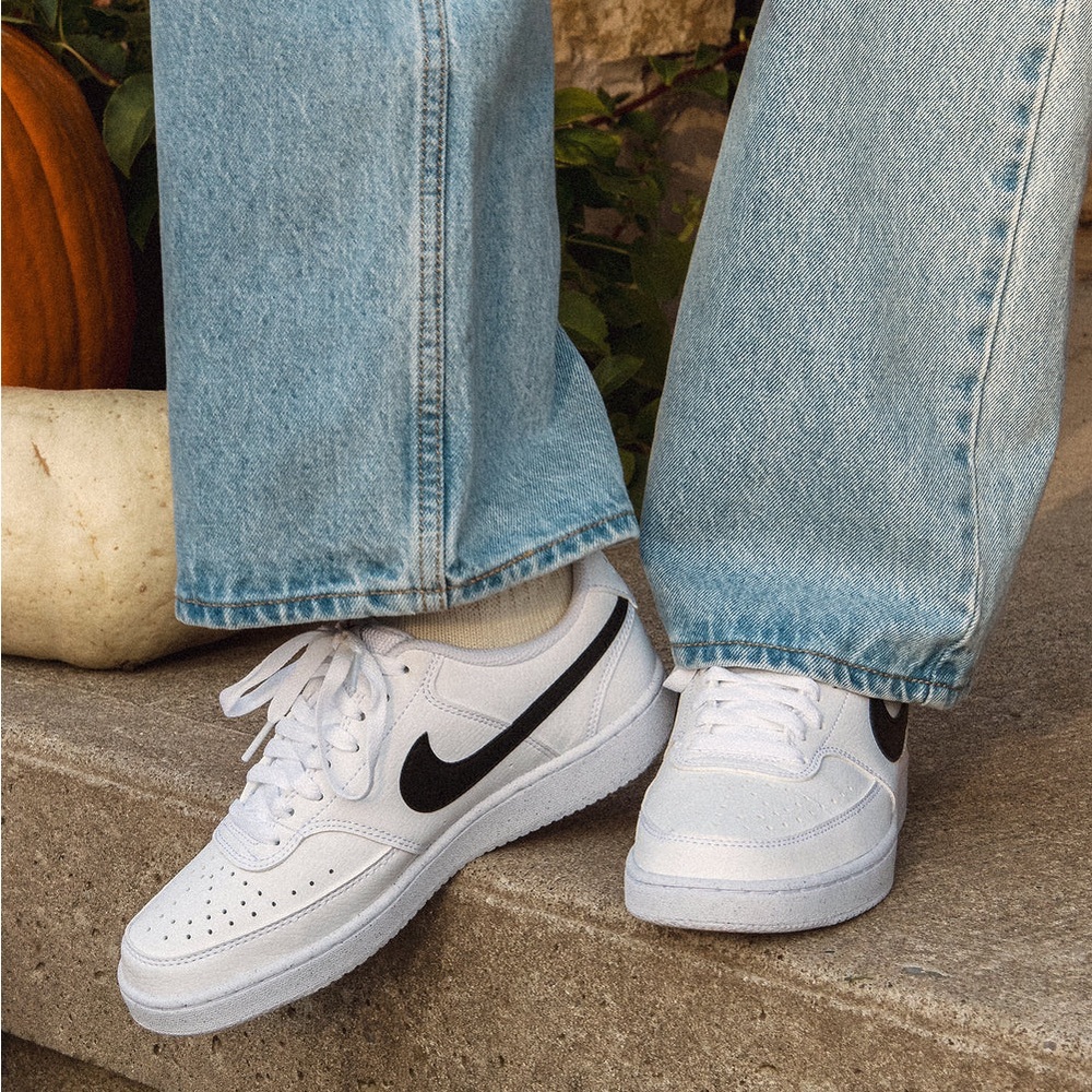 New In Box Nike Women’s Court Vision Low Next Nature Sneakers in White/Black